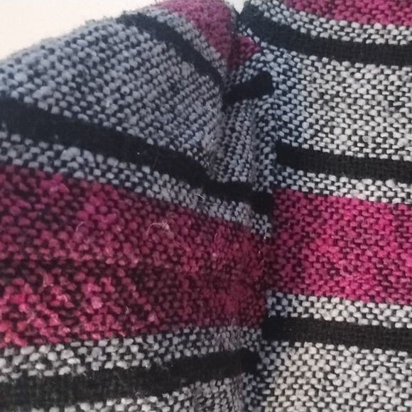 Retro Stripe Boho Baja Skater Hooded Pullover Poncho 90s Ragae Casual Streetwear - Picture 13 of 15